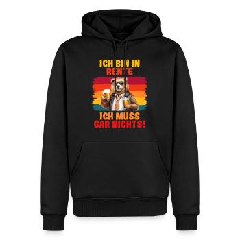 Ruhestand BIN IN RENTE ICH MUSS GAR NICHTS! - Männer Premium Bio Hoodie - Schwarz - Vorne - Nico (187cm)
