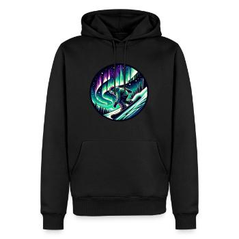 Snowboarder Unter Polarlichtern - Männer Premium Bio Hoodie - Schwarz - Vorne - Nico (187cm)