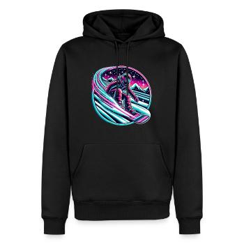 Snowboard Abenteuer in der Nacht - Männer Premium Bio Hoodie - Schwarz - Vorne - Nico (187cm)