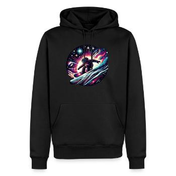 Aventure en snowboard dans l’espace - Sweat à capuche Premium bio Homme - noir - Devant - Nico (187cm)