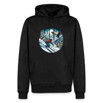 Ski d’aventure en pleine nature - Sweat à capuche Premium bio Homme - noir - Devant - Nico (187cm)