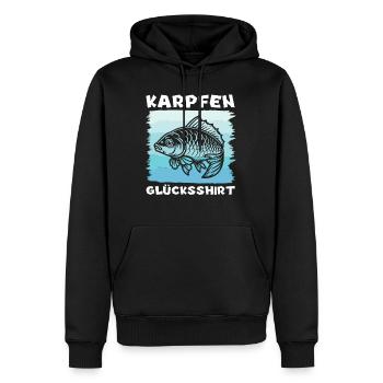 KARPFEN GLÜCKSSHIRT Angler Geburtstags Angeln - Männer Premium Bio Hoodie - Schwarz - Vorne - Nico (187cm)