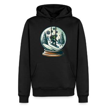 Winterabenteuer Schneekugel Design - Männer Premium Bio Hoodie - Schwarz - Vorne - Nico (187cm)