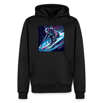 Neon Skier Adventure in the Alps - Men’s Premium Organic Hoodie - black - Front - Nico (187cm)