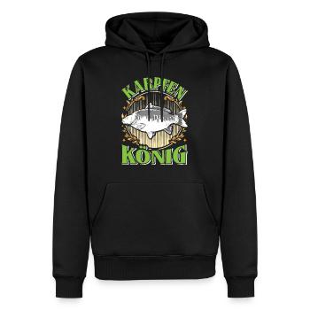 KAPRFEN KÖNIG Lustiges Karpfen Angler Outfit - Männer Premium Bio Hoodie - Schwarz - Vorne - Nico (187cm)