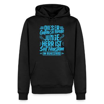 Renteneintritt DIESER GUTAUSSEHENDE HERR IST IM - Männer Premium Bio Hoodie - Schwarz - Vorne - Nico (187cm)