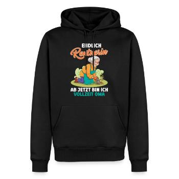 Oma ENDLICH RENTNERIN JETZT BIN ICH VOLLZEIT OMA - Männer Premium Bio Hoodie - Schwarz - Vorne - Nico (187cm)