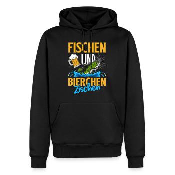 FISCHEN UND BIERCHEN ZISCHEN Lustiges Angler - Männer Premium Bio Hoodie - Schwarz - Vorne - Nico (187cm)
