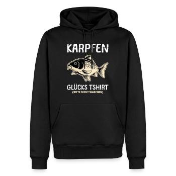 KARPFEN GLÜCKSSHIRT Angler Geburtstags Angeln - Männer Premium Bio Hoodie - Schwarz - Vorne - Nico (187cm)
