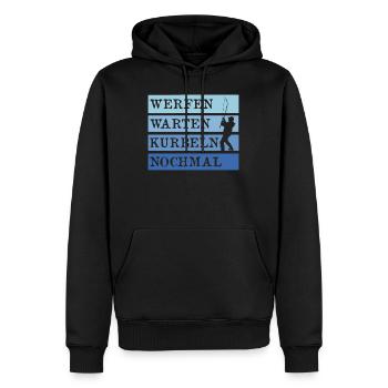 Angler WERFEN WARTEN KURBELN NOCHMAL Lustiges - Männer Premium Bio Hoodie - Schwarz - Vorne - Nico (187cm)