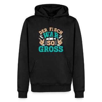 Angler Outfit Lustig DER FISCH WAR SO GROß Angeln - Männer Premium Bio Hoodie - Schwarz - Vorne - Nico (187cm)