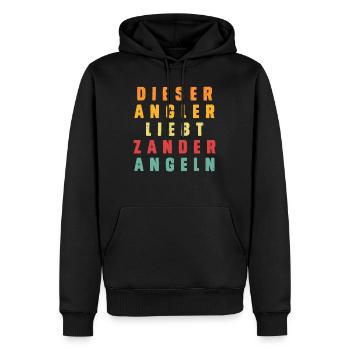 Angler DIESER ANGLER LIEBT ZANDER ANGELN Lustiges - Männer Premium Bio Hoodie - Schwarz - Vorne - Nico (187cm)