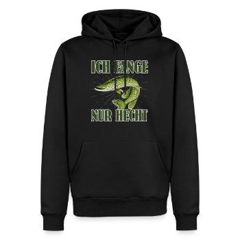 Hecht Angler ICH FANGE NUR HECHT Lustiges Angeln - Männer Premium Bio Hoodie - Schwarz - Vorne - Nico (187cm)