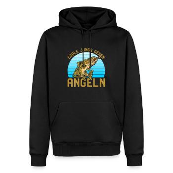 Angler Geburtstag COOLE JUNGS GEHEN ANGELN Lustig - Männer Premium Bio Hoodie - Schwarz - Vorne - Nico (187cm)
