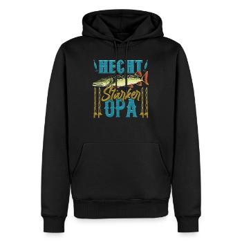 HECHT STOLZER OPA Lustiges Hecht Angler Geburtstag - Männer Premium Bio Hoodie - Schwarz - Vorne - Nico (187cm)