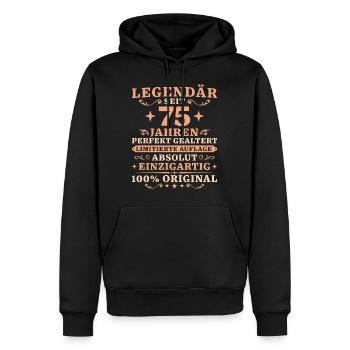 75 Jahre Legendär Vintage 75. Geburtstag - Männer Premium Bio Hoodie - Schwarz - Vorne - Nico (187cm)