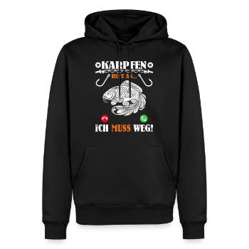 KARPFEN RUFT AN ICH MUSS WEG Lustiges Angler - Männer Premium Bio Hoodie - Schwarz - Vorne - Nico (187cm)