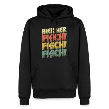 Angeln Hobby HIER HER FISCHI FISCHI FISCHI Lustig - Männer Premium Bio Hoodie - Schwarz - Vorne - Nico (187cm)