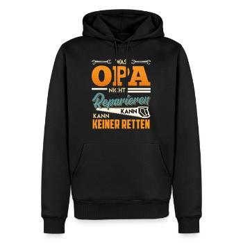 Opi WAS OPA NICHT REPARIEREN KANN KANN KEINER - Männer Premium Bio Hoodie - Schwarz - Vorne - Nico (187cm)