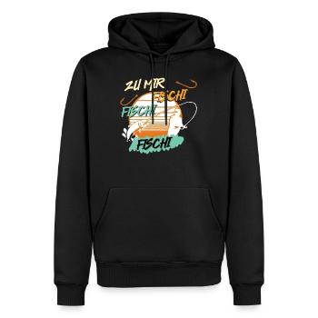 Angler Outfit ZU MIR FISCHI FISCHI FISCHI Lustiges - Männer Premium Bio Hoodie - Schwarz - Vorne - Nico (187cm)