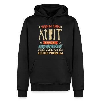 Opi WENN OPA ES NICHT REPARIEREN KANN EIN PROBLEM - Männer Premium Bio Hoodie - Schwarz - Vorne - Nico (187cm)