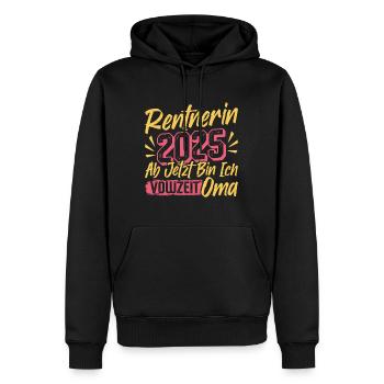 RENTNERIN 2025 VOLLZEIT OMA Lustiges Großmutter - Männer Premium Bio Hoodie - Schwarz - Vorne - Nico (187cm)