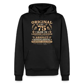 75 Jahre Absolut Einzigartig 75. Geburtstag - Männer Premium Bio Hoodie - Schwarz - Vorne - Nico (187cm)