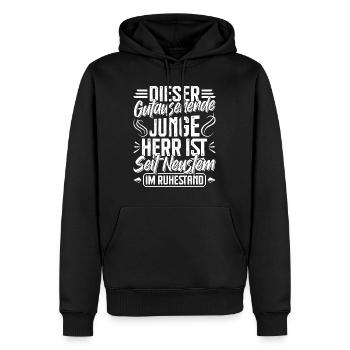 Renteneintritt DIESER GUTAUSSEHENDE HERR IST IM - Männer Premium Bio Hoodie - Schwarz - Vorne - Nico (187cm)