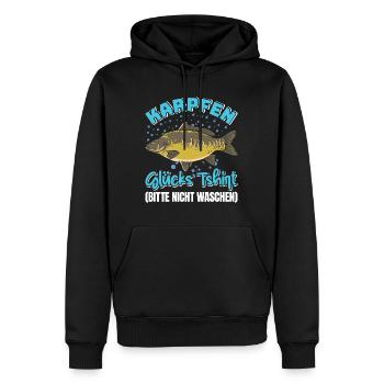 KARPFEN GLÜCKSSHIRT BITTE NICHT WASCHEN Angeln - Männer Premium Bio Hoodie - Schwarz - Vorne - Nico (187cm)