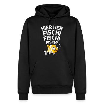 Angeln HIER HER FISCHI FISCHI FISCHI Lustiges - Männer Premium Bio Hoodie - Schwarz - Vorne - Nico (187cm)