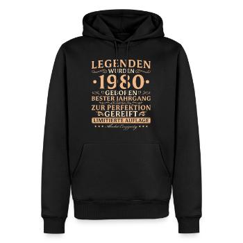 1980 Jahrgang Absolut Einzigartig 45 Jahre - Männer Premium Bio Hoodie - Schwarz - Vorne - Nico (187cm)