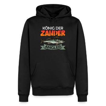 Angeln KÖNIG DER ZANDER ANGLER Lustiges Angel - Männer Premium Bio Hoodie - Schwarz - Vorne - Nico (187cm)