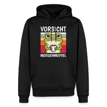 Karneval Kostüm Lustig VORSICHT MORGENMUFFEL - Männer Premium Bio Hoodie - Schwarz - Vorne - Nico (187cm)