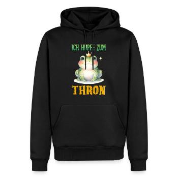 Froschkostüm ICH HÜPFE ZUM THRON Lustiges - Männer Premium Bio Hoodie - Schwarz - Vorne - Nico (187cm)