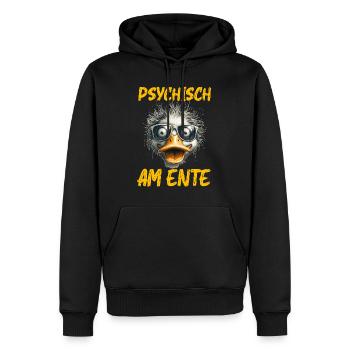 Karneval Entenkostüm PSYCHISCH AM ENTE Lustiges - Männer Premium Bio Hoodie - Schwarz - Vorne - Nico (187cm)