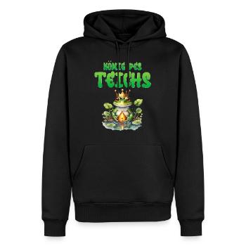 Froschkostüm KÖNIG DES TEICHS Lustiges Karneval - Männer Premium Bio Hoodie - Schwarz - Vorne - Nico (187cm)
