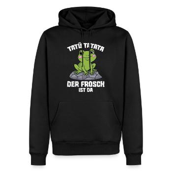 Faschings Kostüm TATÜ TATATA DER FROSCH IST DA - Männer Premium Bio Hoodie - Schwarz - Vorne - Nico (187cm)