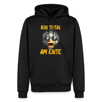 Entenkostüm BIN TOTAL AM ENTE Lustiges Enten - Männer Premium Bio Hoodie - Schwarz - Vorne - Nico (187cm)
