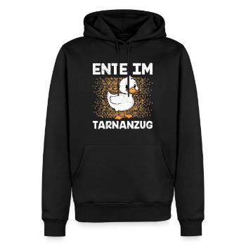 Karneval ENTE IM TARNANZUG Lustiges Faschings - Männer Premium Bio Hoodie - Schwarz - Vorne - Nico (187cm)