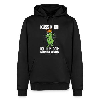 Karneval Frosch KÜSS MICH BIN DEIN MÄRCHENPRINZ - Männer Premium Bio Hoodie - Schwarz - Vorne - Nico (187cm)