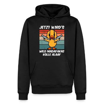 Kölner Karneval JETZT WIRD'S WILD MADAFAKAS KÖLLE - Männer Premium Bio Hoodie - Schwarz - Vorne - Nico (187cm)