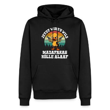 Karneval Ente JETZT WIRD'S WILD MADAFAKAS KÖLLE - Männer Premium Bio Hoodie - Schwarz - Vorne - Nico (187cm)