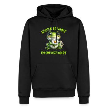 Karneval Frosch KÜSSEN ERLAUBT BIN VERZAUBERT - Männer Premium Bio Hoodie - Schwarz - Vorne - Nico (187cm)