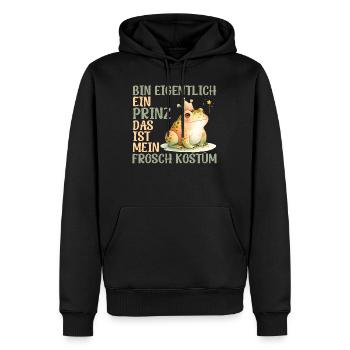 Karneval Frösche BIN EIGENTLICH EIN PRINZ FROSCH - Männer Premium Bio Hoodie - Schwarz - Vorne - Nico (187cm)