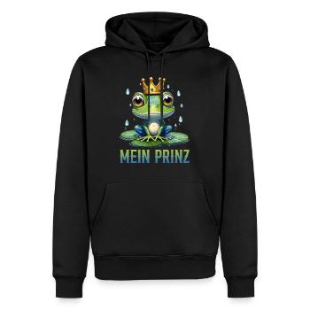Karneval Kostüm Frosch MEIN PRINZ Lustiges - Männer Premium Bio Hoodie - Schwarz - Vorne - Nico (187cm)