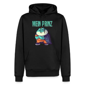 Karneval Kostüm Frosch MEIN PRINZ Lustiges - Männer Premium Bio Hoodie - Schwarz - Vorne - Nico (187cm)