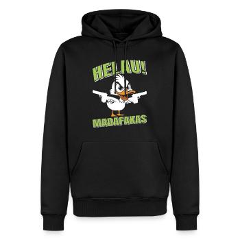 Kölner Karneval HELAU MADAFAKAS Lustiges Enten - Männer Premium Bio Hoodie - Schwarz - Vorne - Nico (187cm)