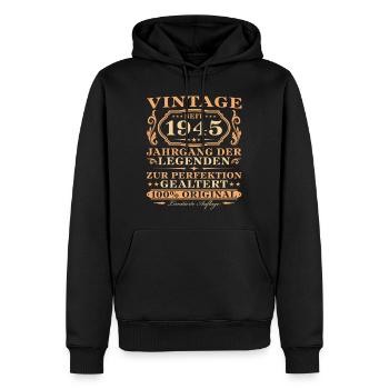 Vintage 1945 Jahrgang geboren Geburtstag - Männer Premium Bio Hoodie - Schwarz - Vorne - Nico (187cm)