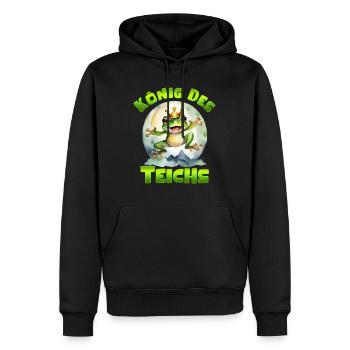 Froschkostüm KÖNIG DES TEICHS Lustiges Karneval - Männer Premium Bio Hoodie - Schwarz - Vorne - Nico (187cm)