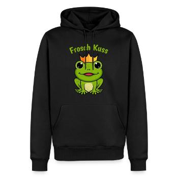 Froschkostüm FROSCH KUSS Lustiges Kostüm - Männer Premium Bio Hoodie - Schwarz - Vorne - Nico (187cm)
